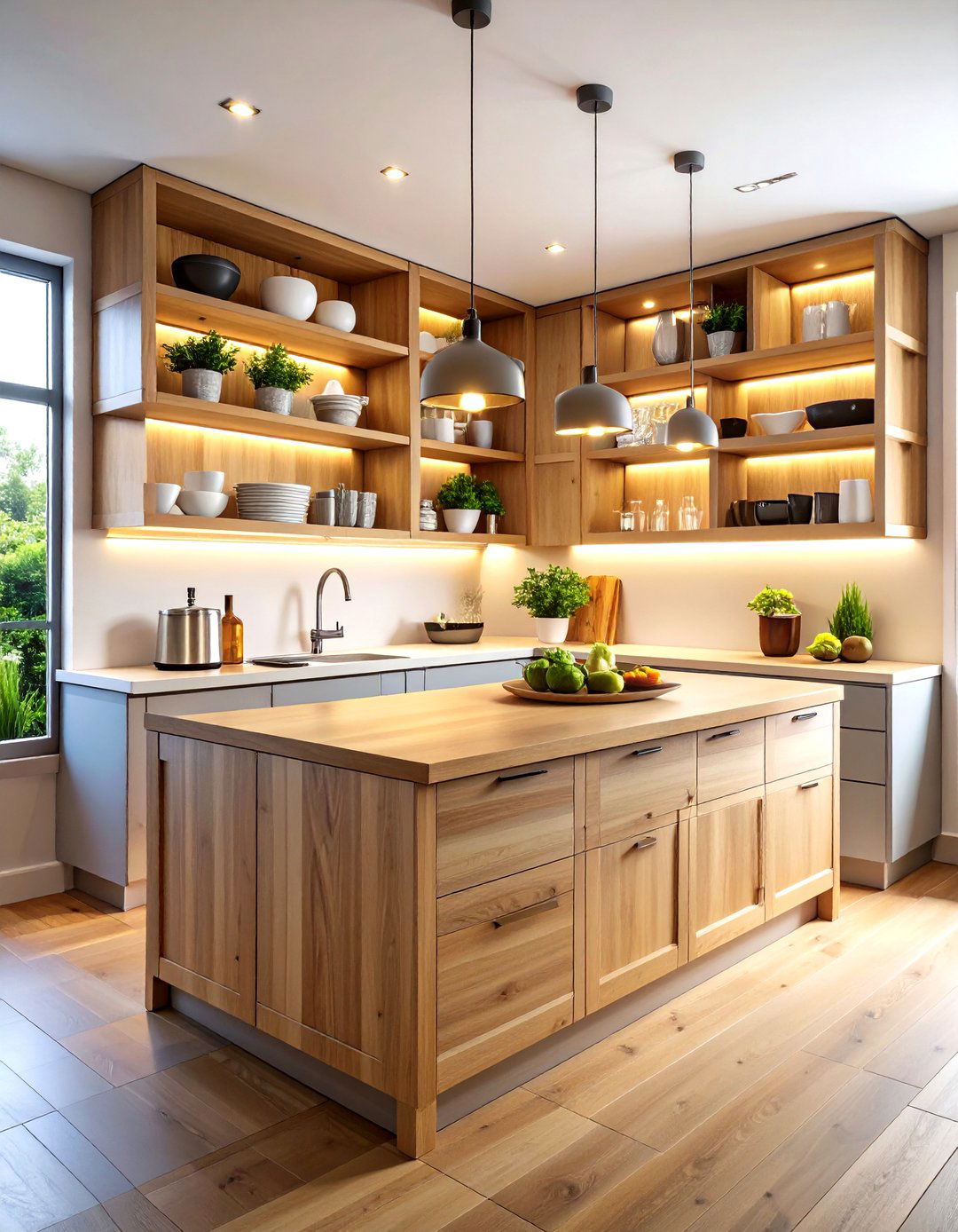 Floating Open Shelving Display - 24 Kitchen Corner Ideas