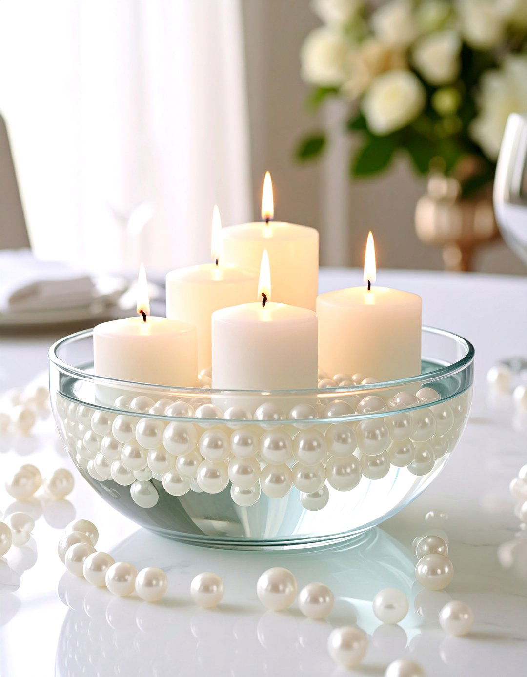 Floating Pearl Wedding Displays - 24 Floating Wedding Centerpiece Ideas