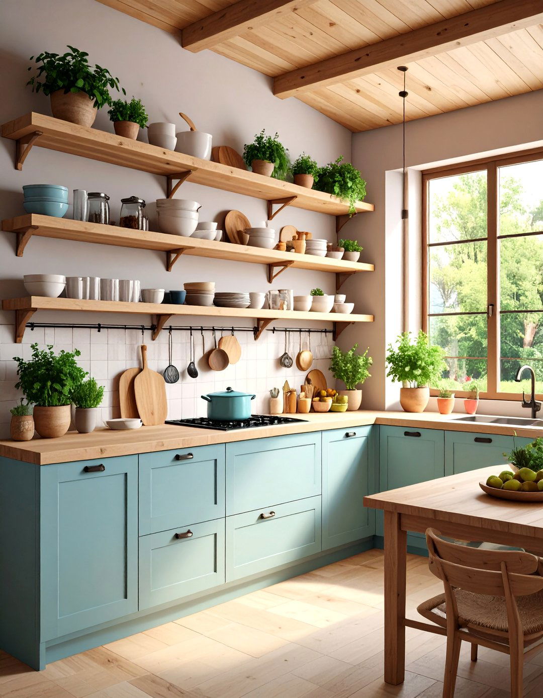 Floating Shelf Display Kitchen - 24 Cabin Kitchen Ideas