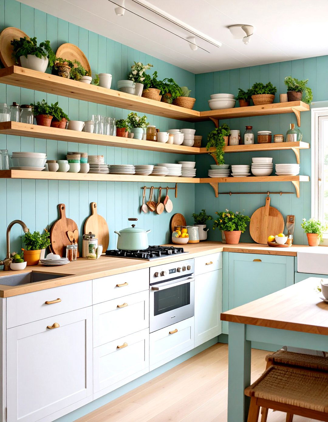 Floating Shelf Display Storage - 24 Mobile Home Kitchen Ideas