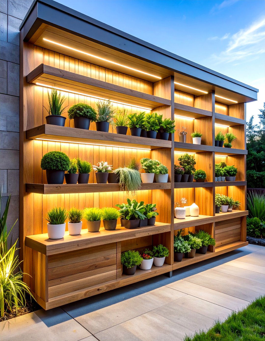Floating Shelf Garden Display Systems - 24 Outdoor Wall Decor Ideas