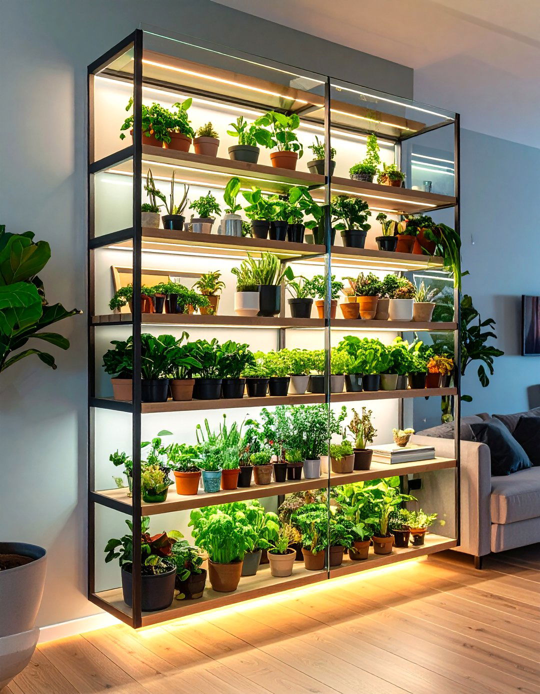 Floating Shelf Greenhouse Tiers - 24 Indoor Greenhouse Ideas