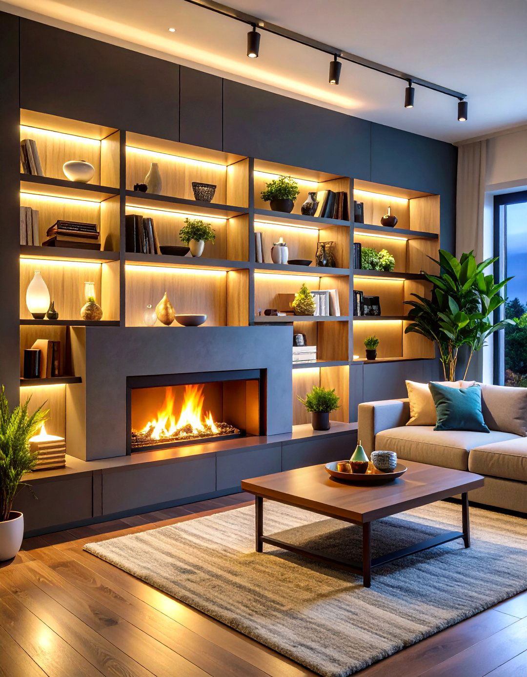 Floating Shelf Integrated Lighting - 24 Fireplace Mantel Lighting Ideas