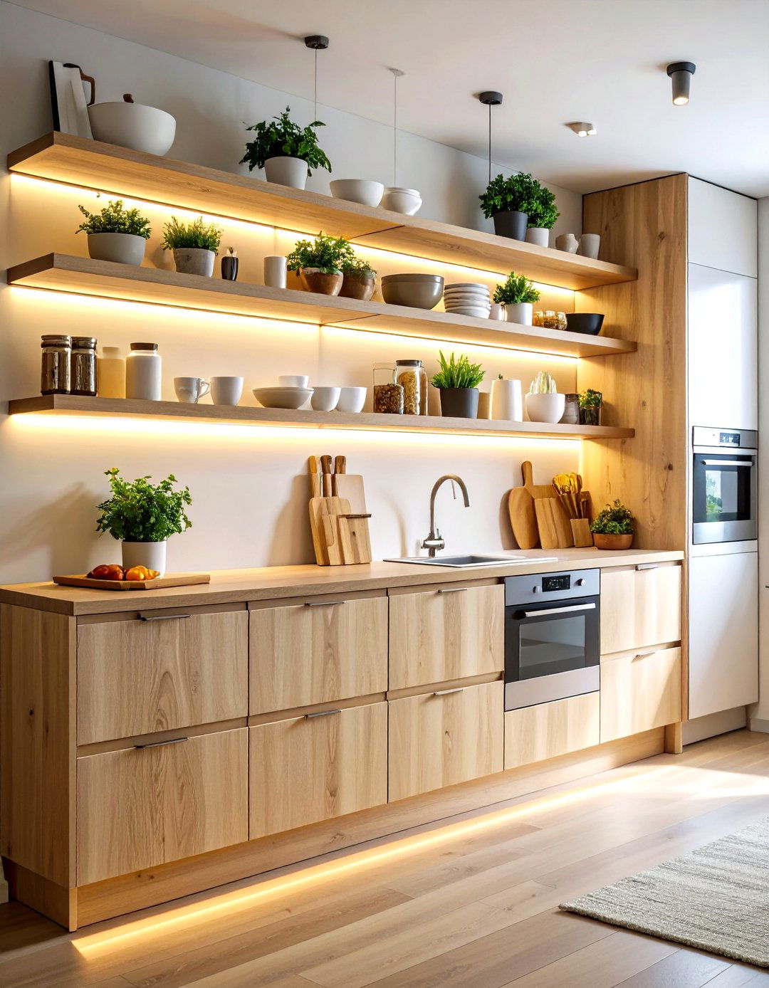 Floating Shelf Lighting Integration - 24 Small Kitchen Lighting Ideas