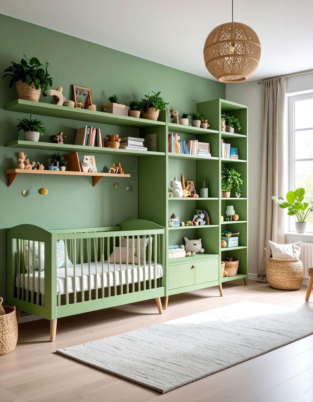 Floating Shelf Showcase - 24 Sage Green Nursery Ideas
