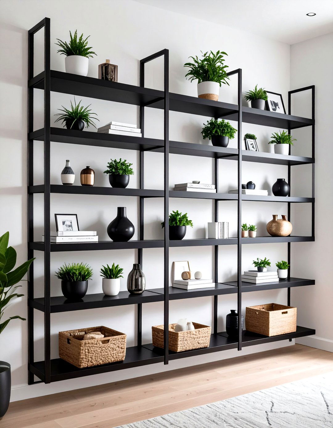 Floating Shelf Storage - 24 Black and White Entryway Design Ideas