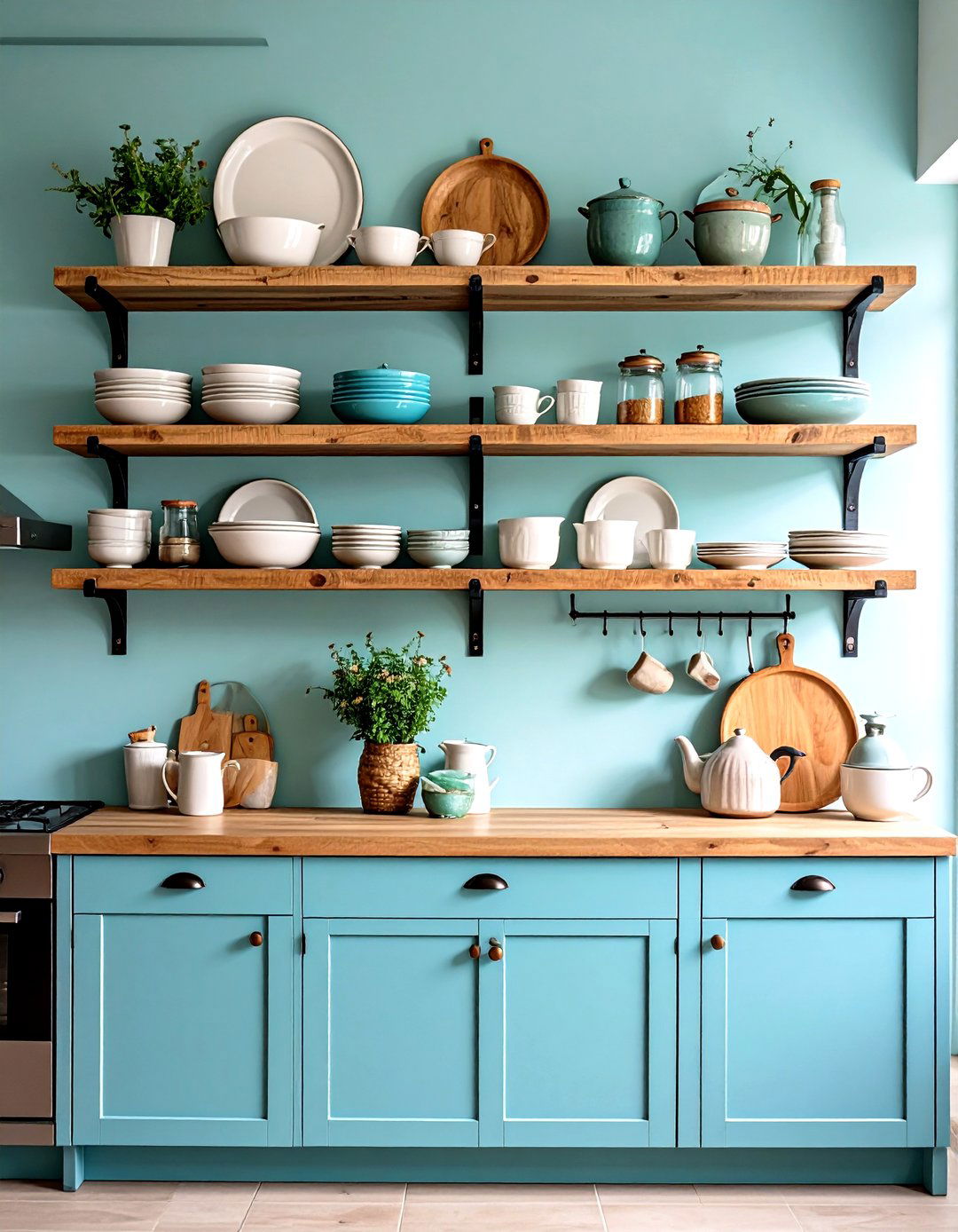 Floating Shelves for Display and Function - 24 Transitional Kitchen Ideas