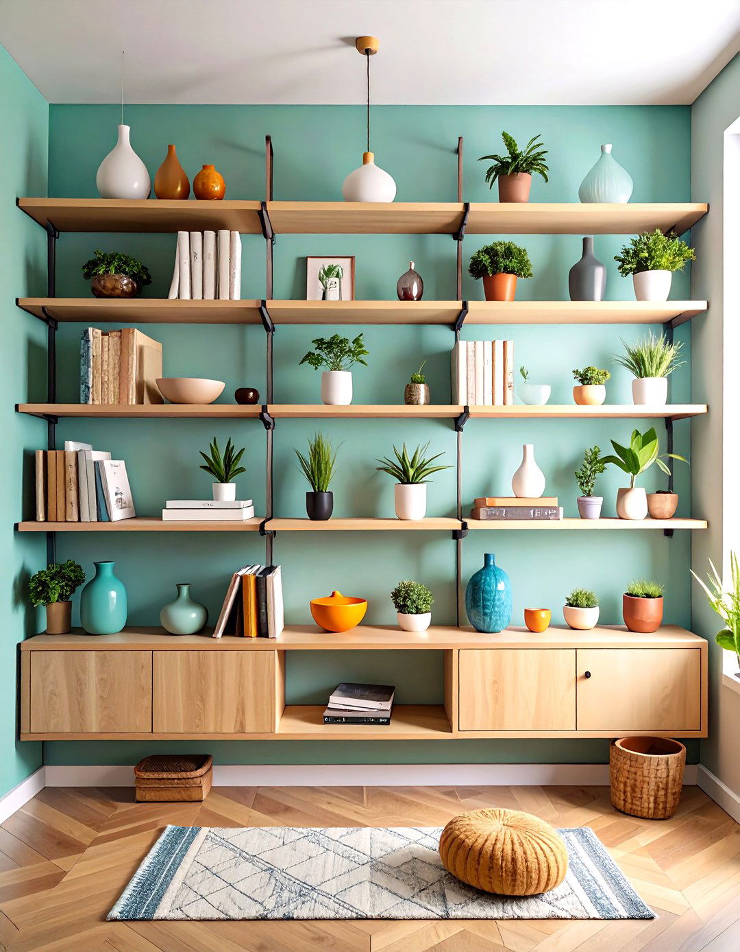 Floating Shelves with Curated Objects - 24 Wall Decor Ideas