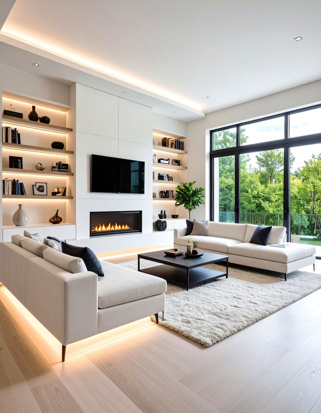 Floating Shelves with Hidden Storage - 24 Fireplace Built-in Ideas