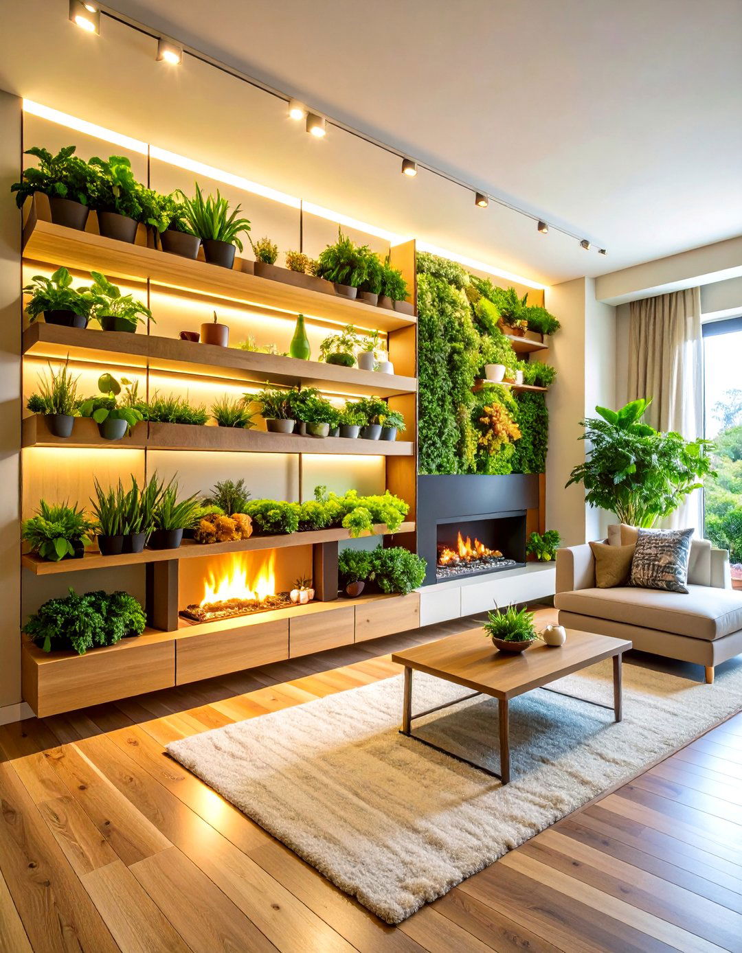 Floating Shelves with Integrated Plant Growing Systems - 24 Fireplace Floating Shelves Design Ideas