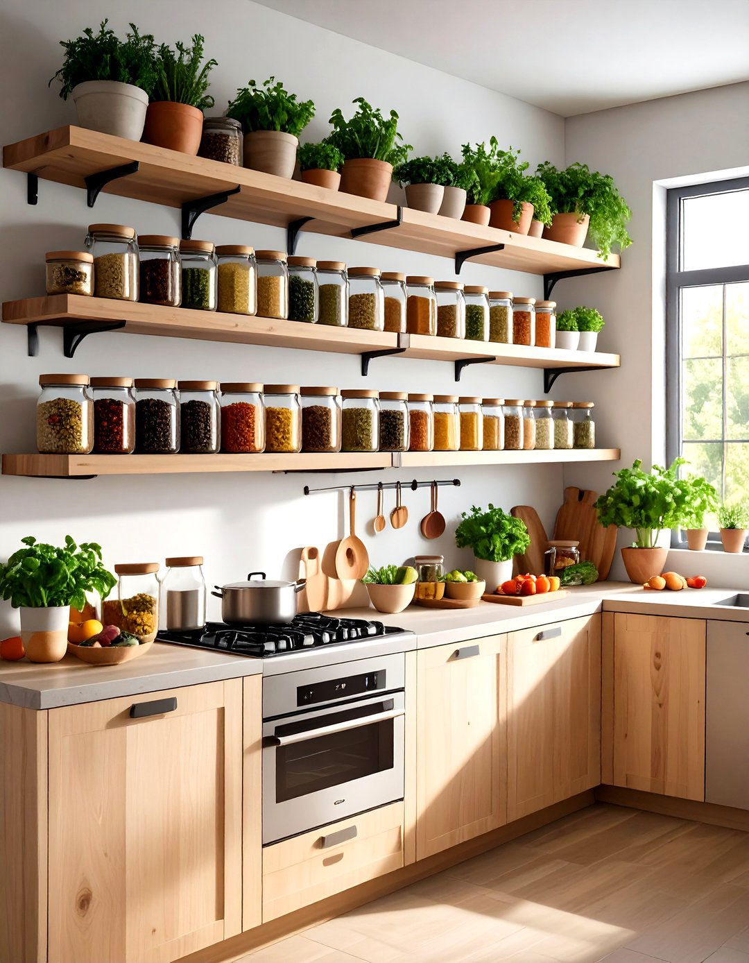 Floating Spice Rack Kitchen - 24 Floating Shelves Ideas