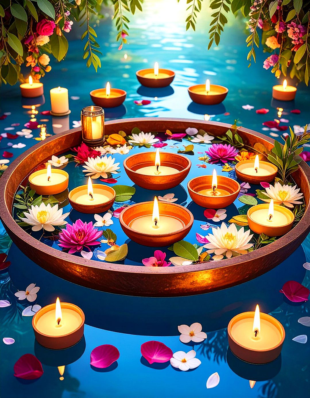 Floating Terracotta Candle Water Features - 24 Terracotta Wedding Décor Ideas