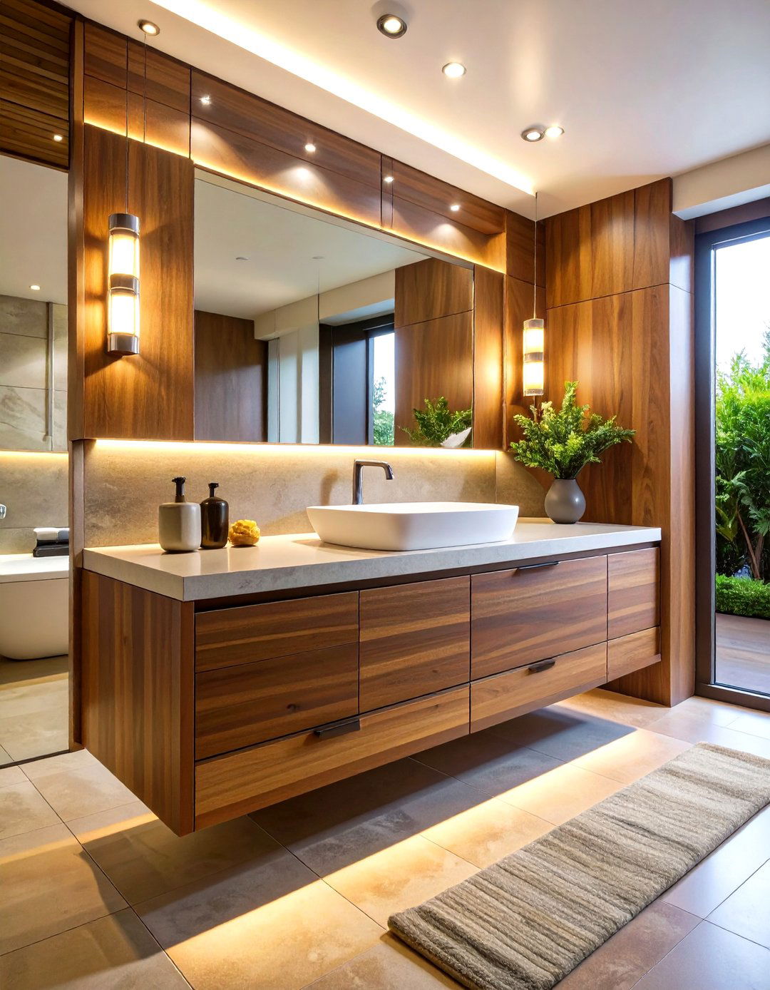 Floating Vanities With Integrated Storage - 24 Spa Like Bathroom Ideas