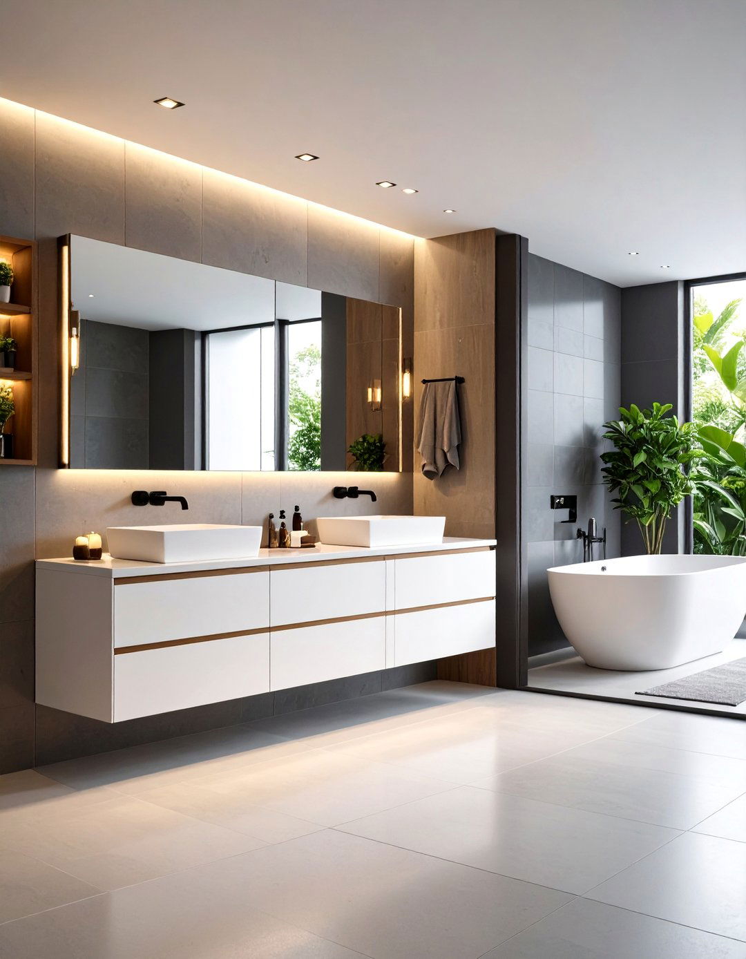 Floating Vanity Minimalist Bathroom - 24 Apartment Bathroom Ideas