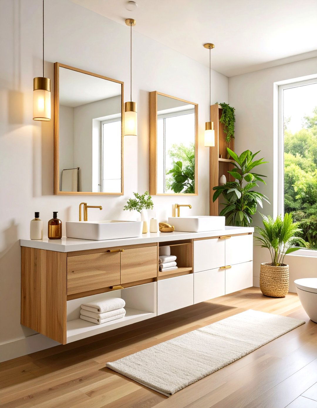 Floating Vanity with Integrated Storage - 24 Minimalist Bathroom Ideas