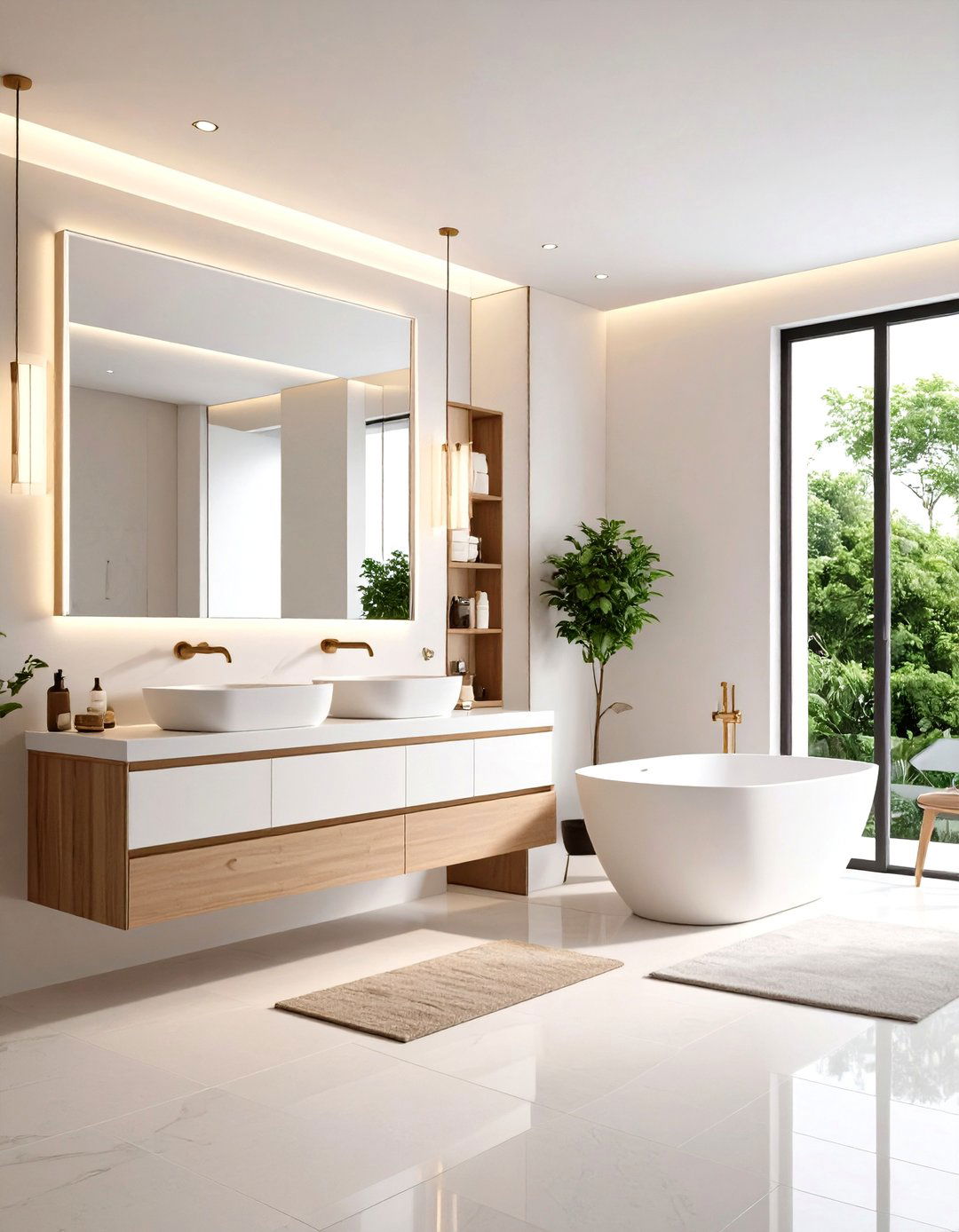 Floating Vanity with LED Lighting Hall Bathroom