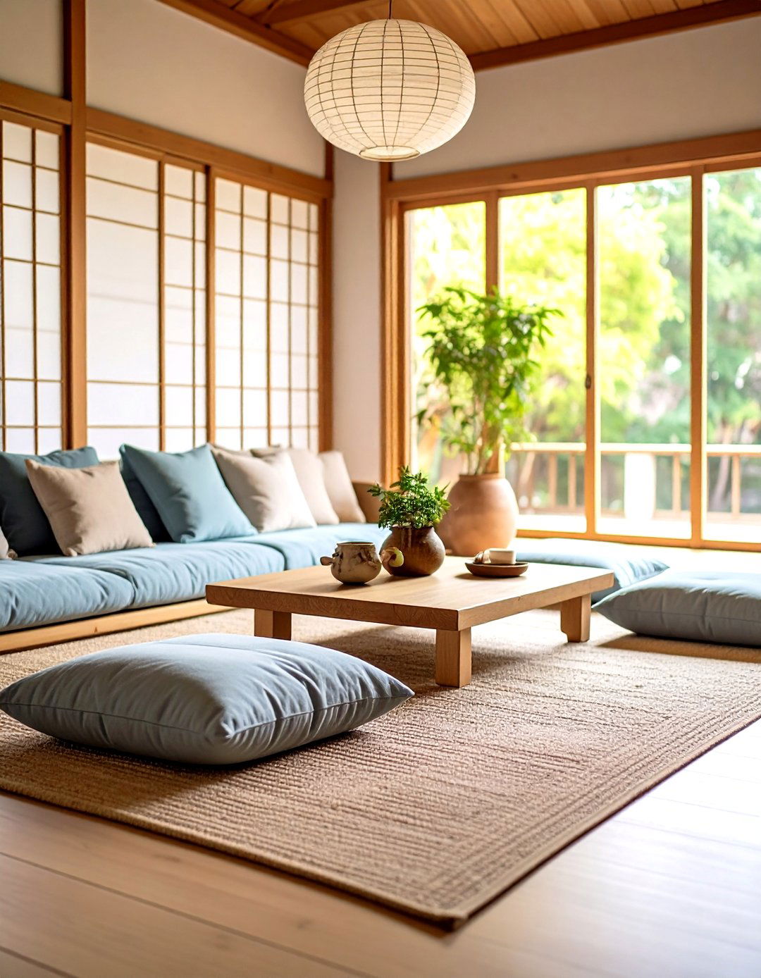 Floor Cushion Seating - 24 Japandi Living Room Ideas
