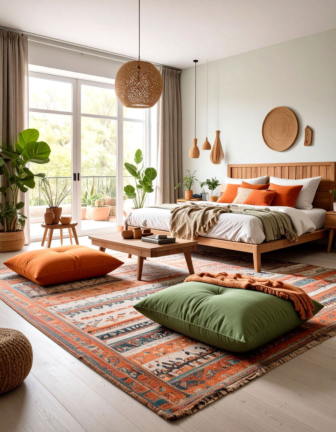 Floor Cushions Sage Green Bedroom Lounge Area - 24 Boho Sage Green Bedroom Ideas