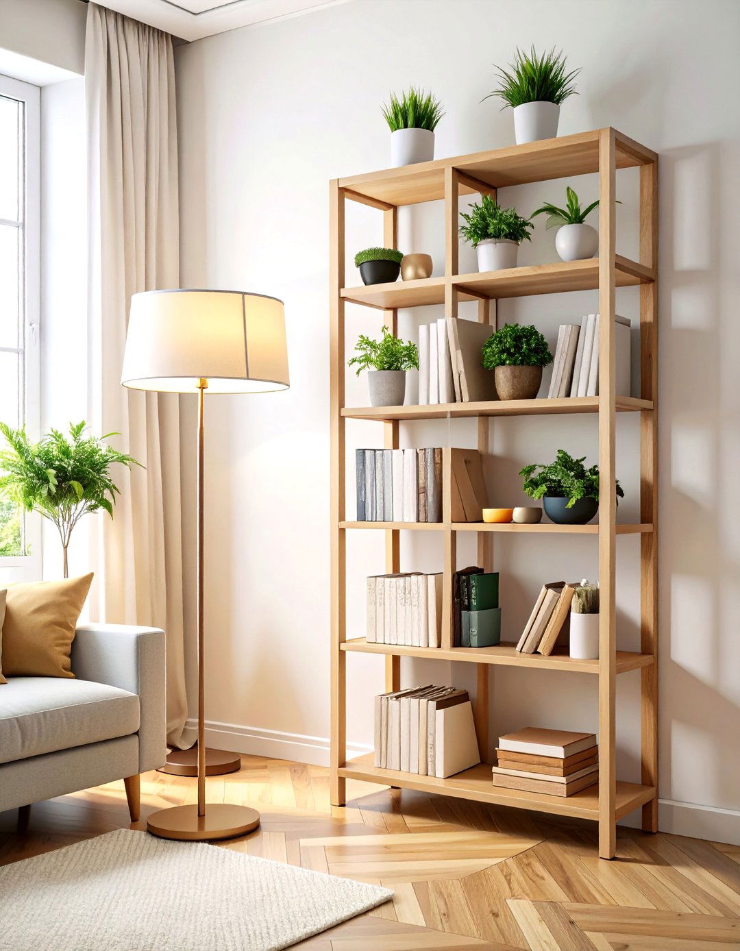 Floor Lamp with Built in Storage - 24 Living Room Corner Ideas