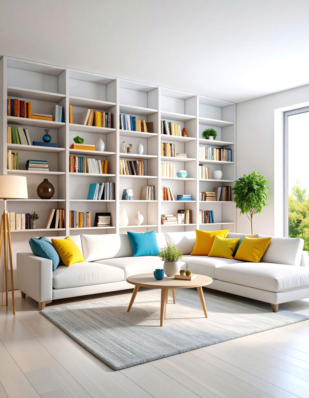 Floor to Ceiling Built In Bookshelves - 24 Living Room Bookshelf Ideas
