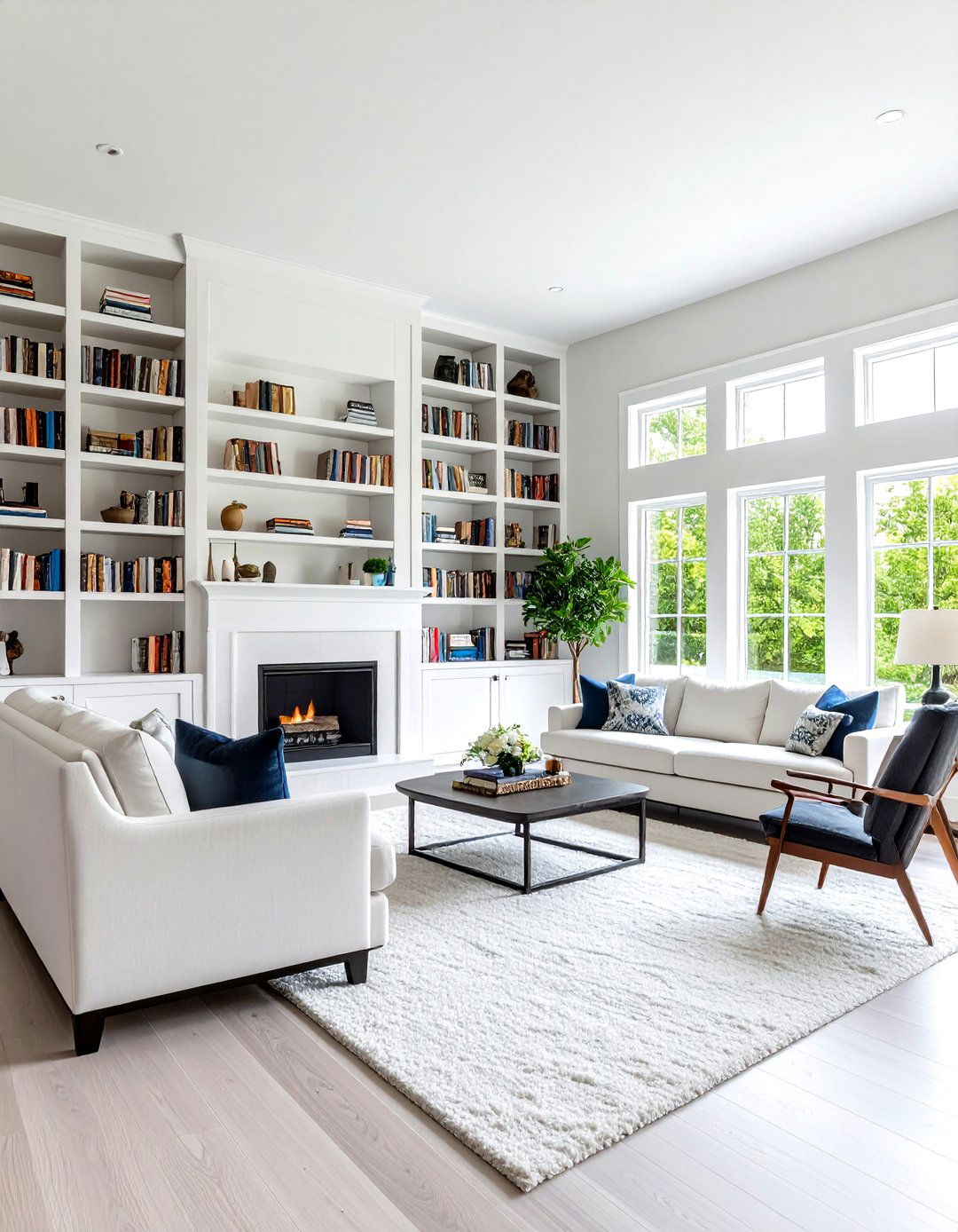 Floor to Ceiling Built in Bookcases - 24 Fireplace Built-in Ideas
