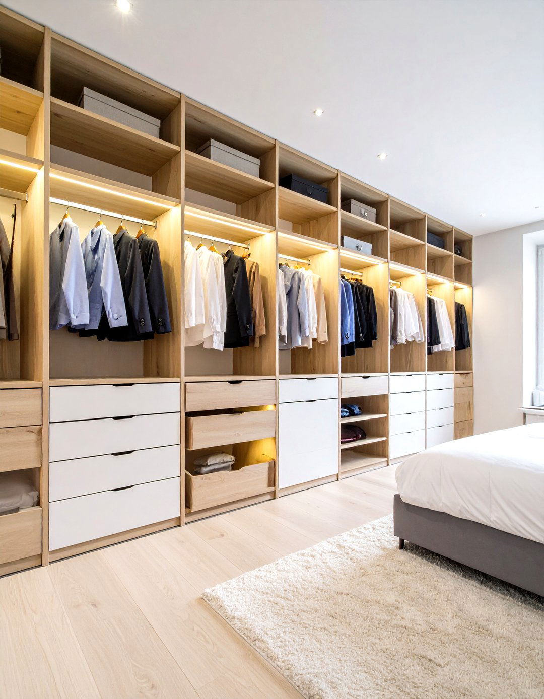 Floor to Ceiling Built in Wardrobes - 24 small bedroom storage ideas