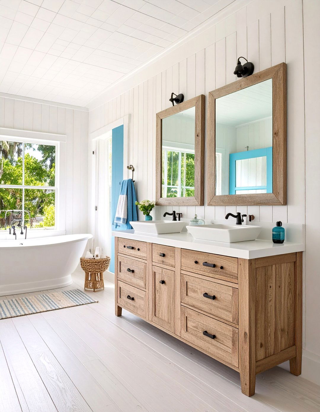 Floor to Ceiling Coastal Beadboard Sanctuary - 24 Beadboard Bathroom Ideas