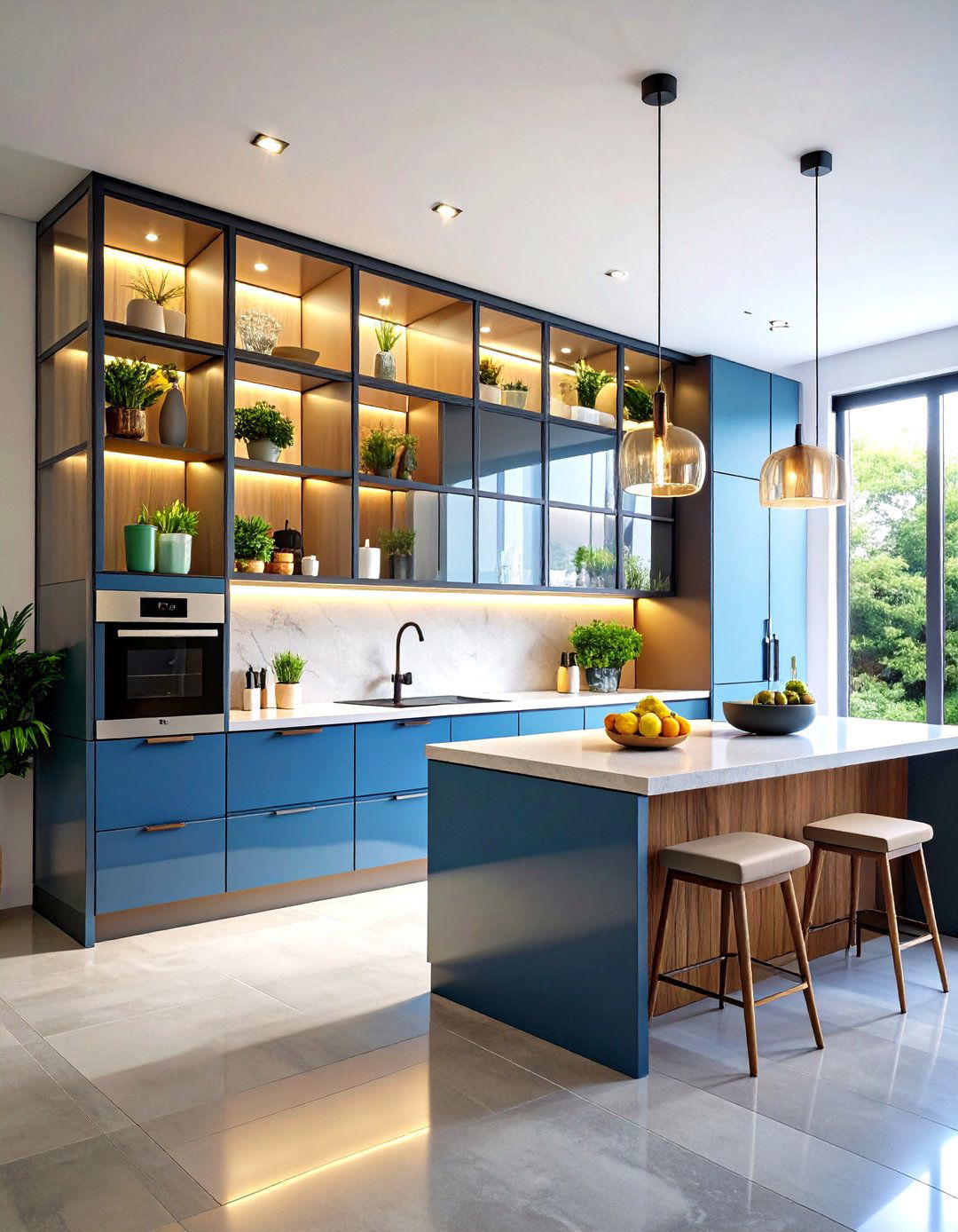 Floor to Ceiling Glass Storage - 24 Modern Style Glass Kitchen Cabinets