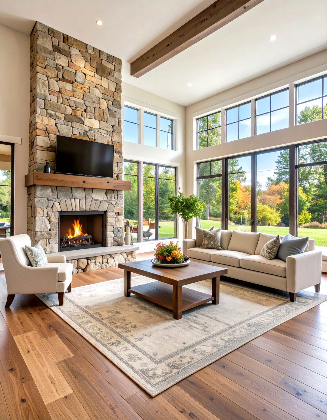Floor to Ceiling Statement Design - 24 Farmhouse Fireplace Ideas
