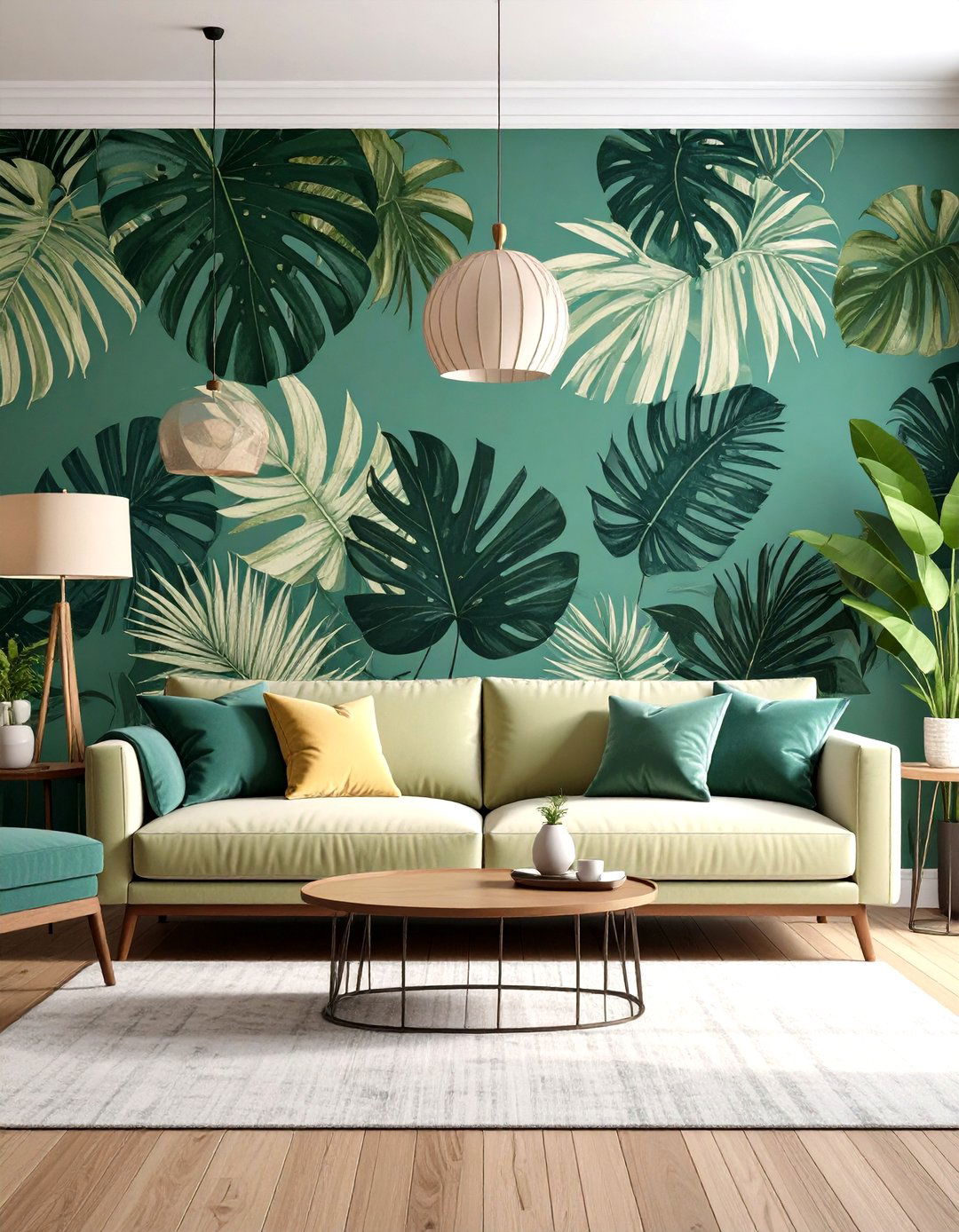 Floral Botanical Wallpaper Gardens - 24 Living Room Accent Wall Ideas