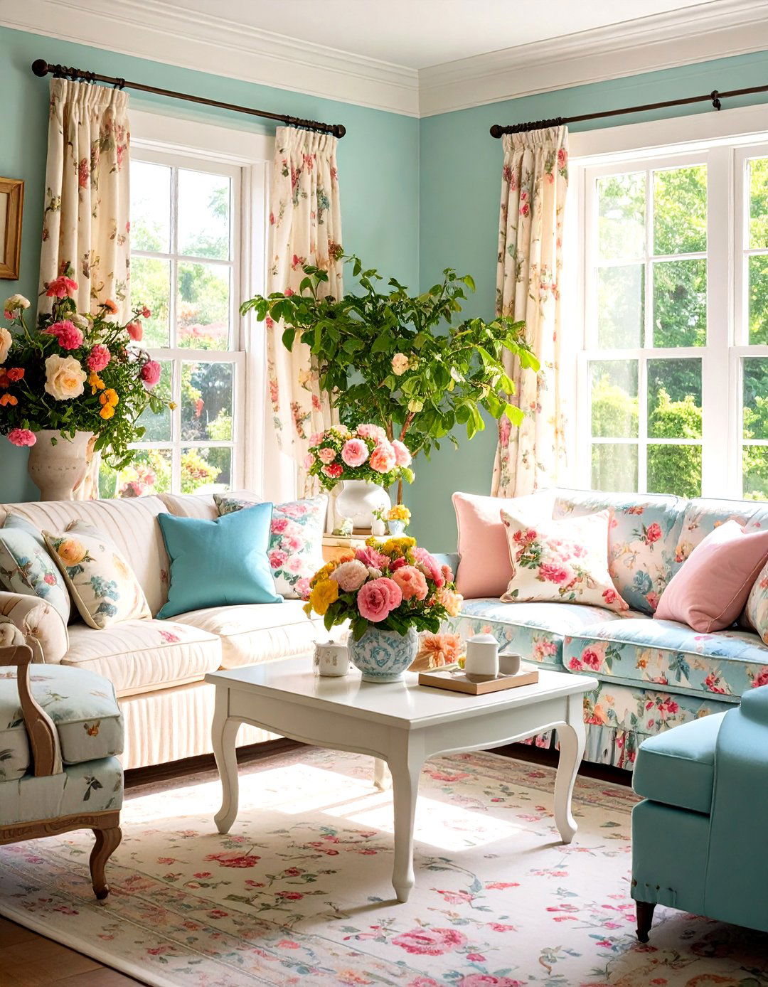 Floral Cottage Living Room Romance - 24 Cottage Living Room Ideas