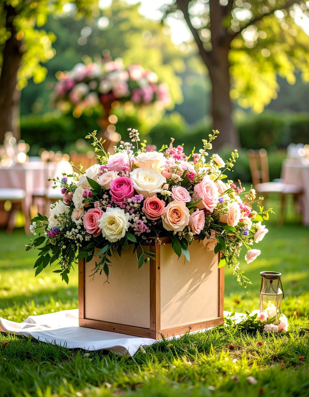 Floral Decorated Romantic Box - 24 Wedding Card Box Ideas