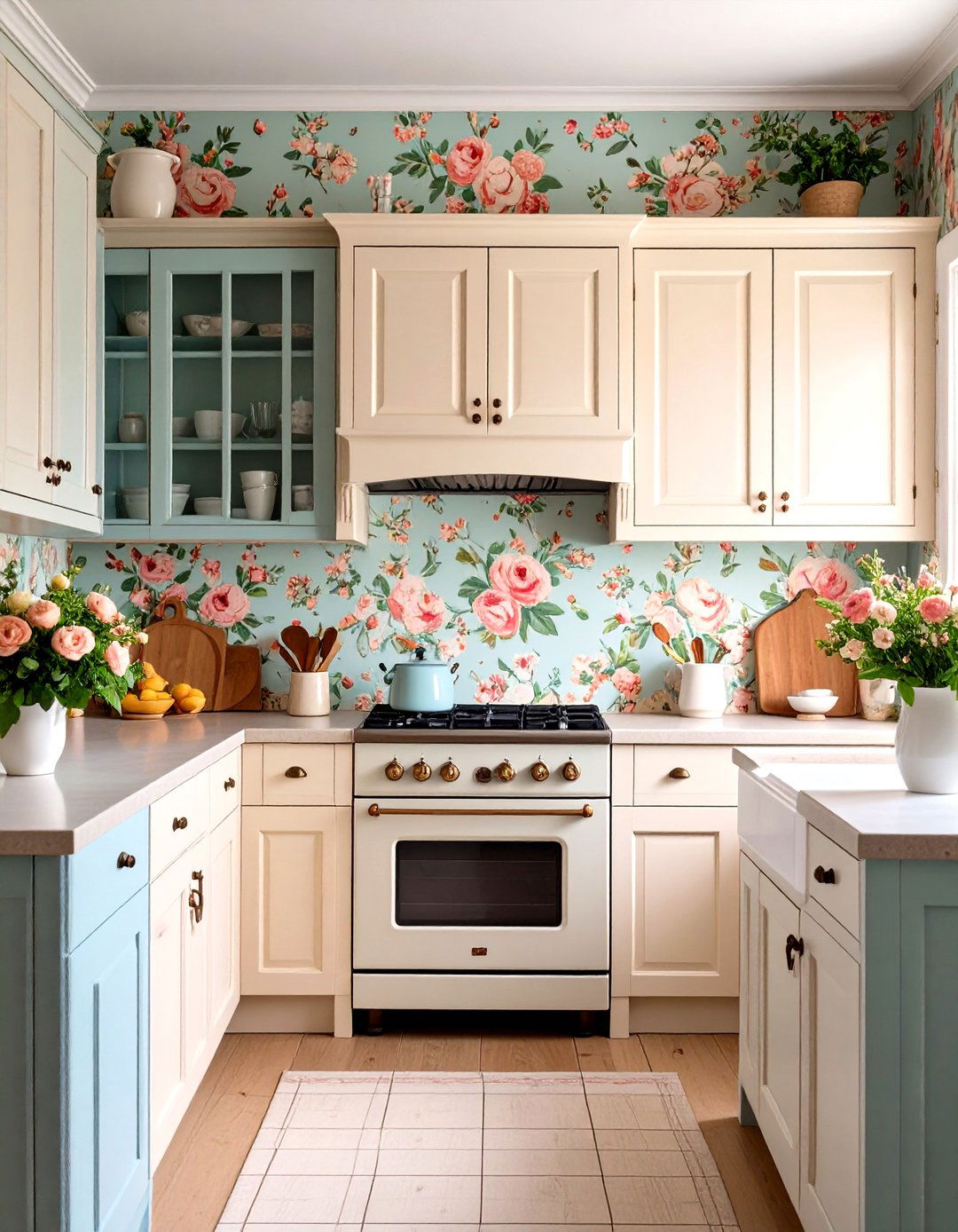 Floral Pattern Accents - 24 Cottage Kitchen Ideas