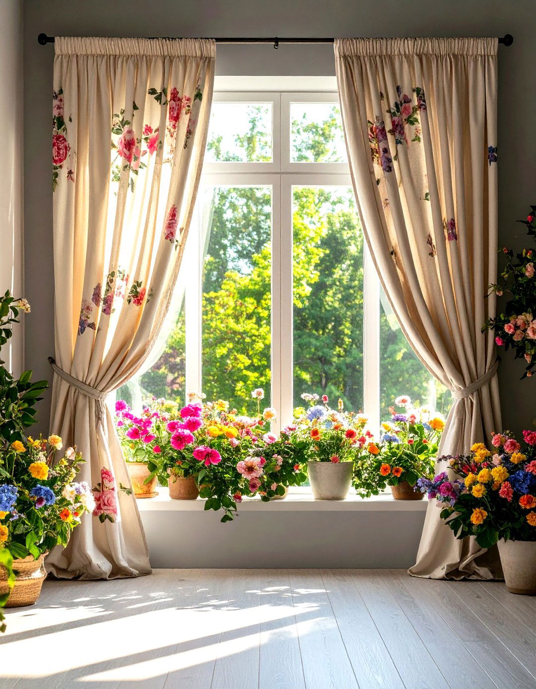 Floral Pattern Curtains for Natural Beauty - 24 What Color Curtains Go With Gray Walls