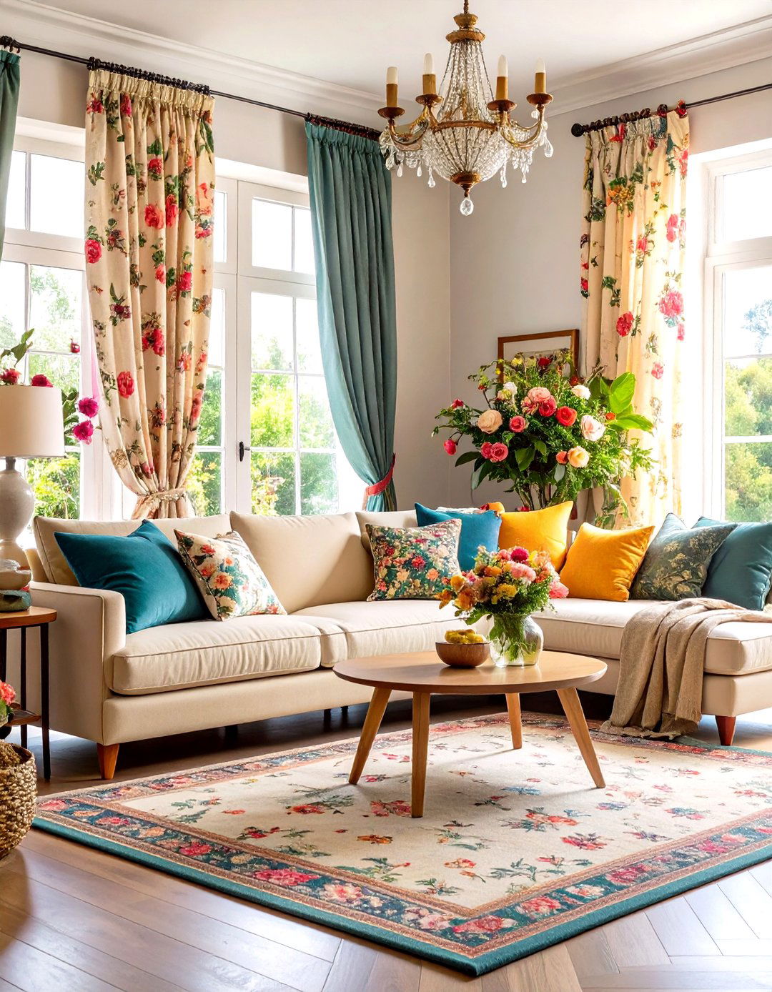 Floral Pattern Paradise Living Room - 24 Shabby-chic Style Living Room Ideas