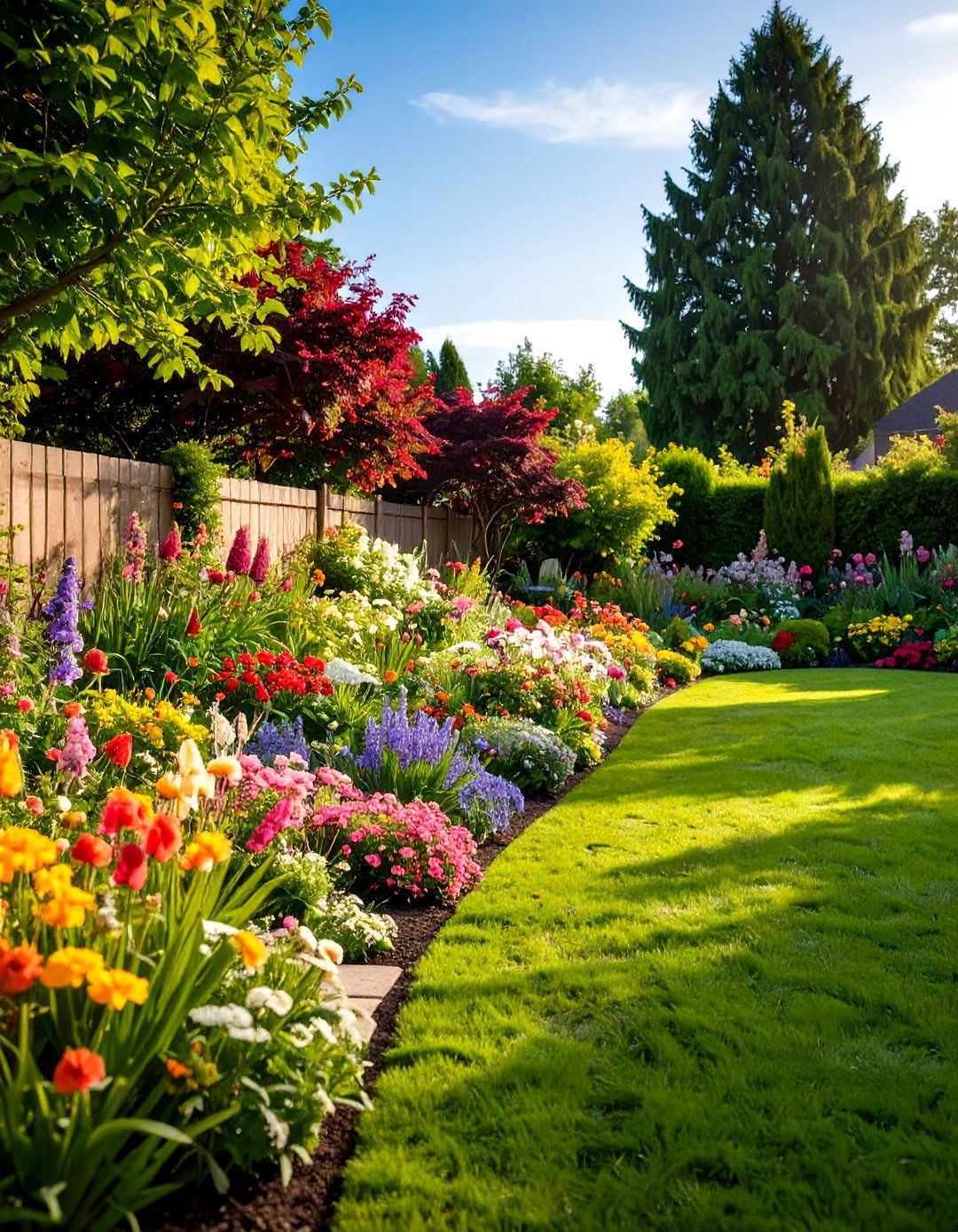 Flower Border Garden - 24 Simple Fence Line Landscaping Ideas
