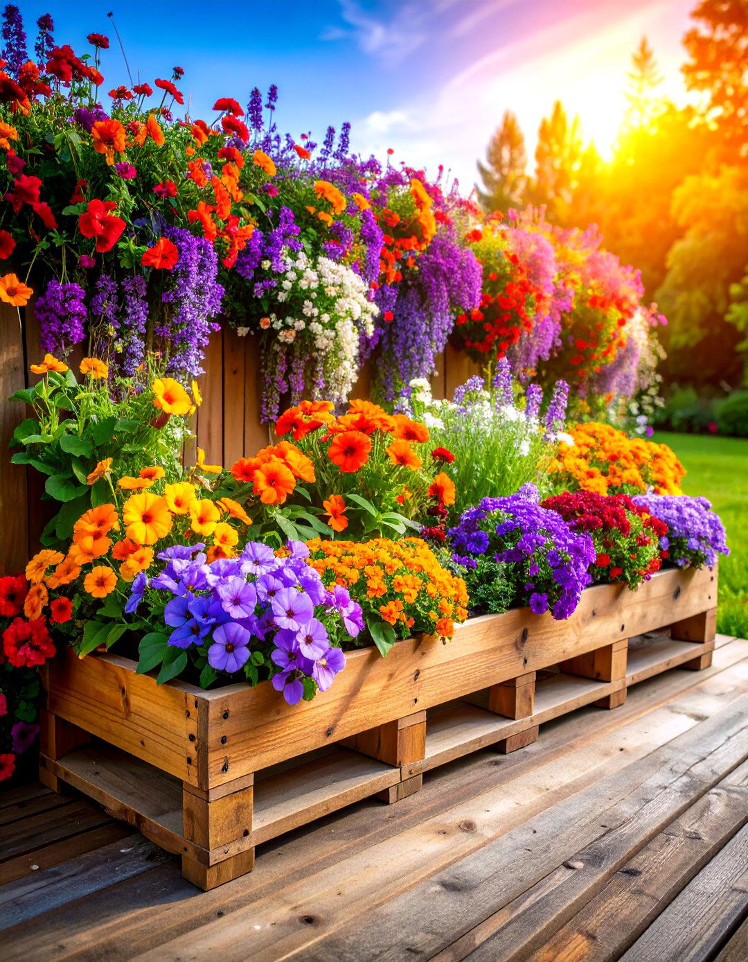 Flower Cascade Display Garden - 24 Vertical Pallet Garden Ideas