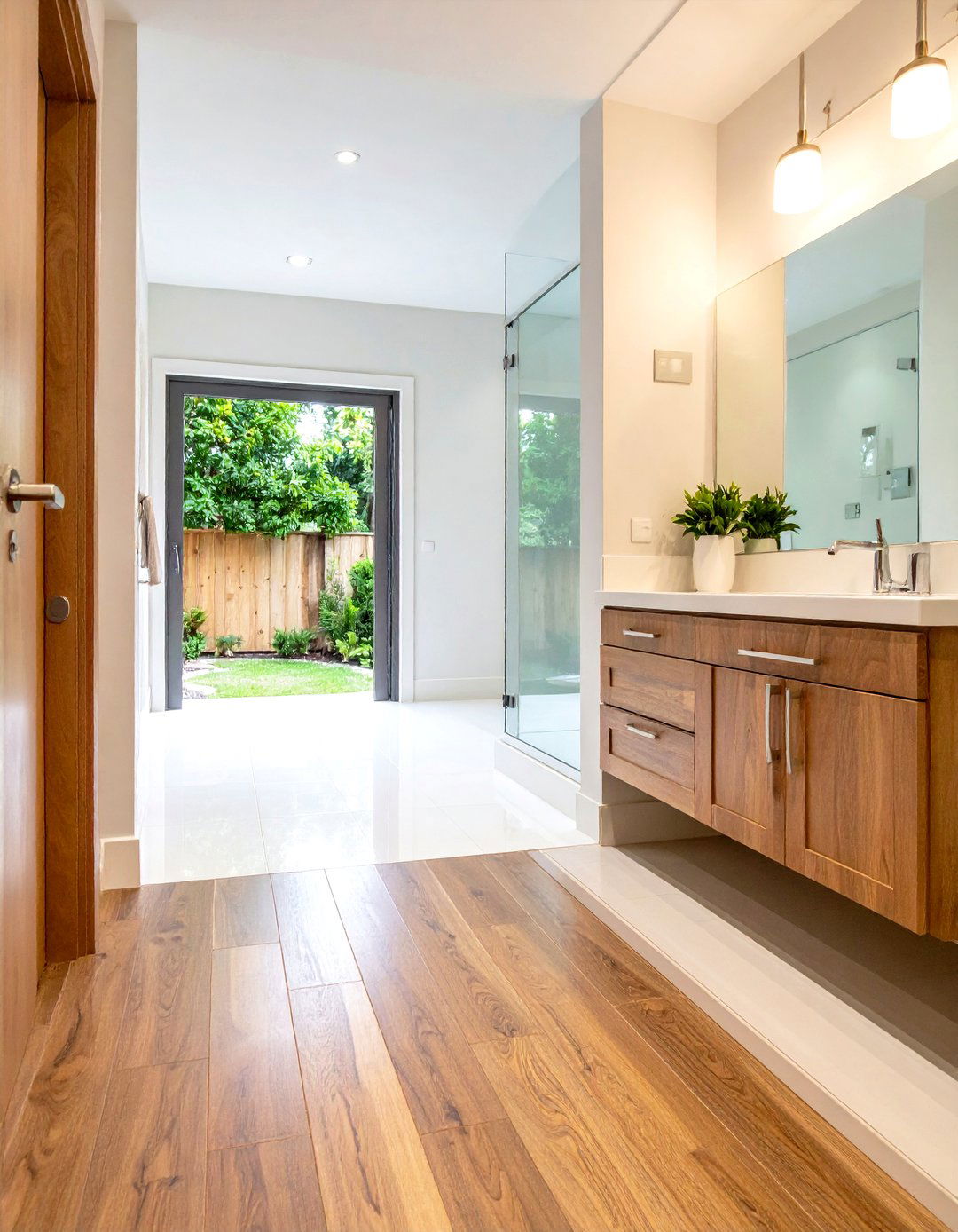 Flush Height Powder Room Transitions - 24 Floor Transition Ideas