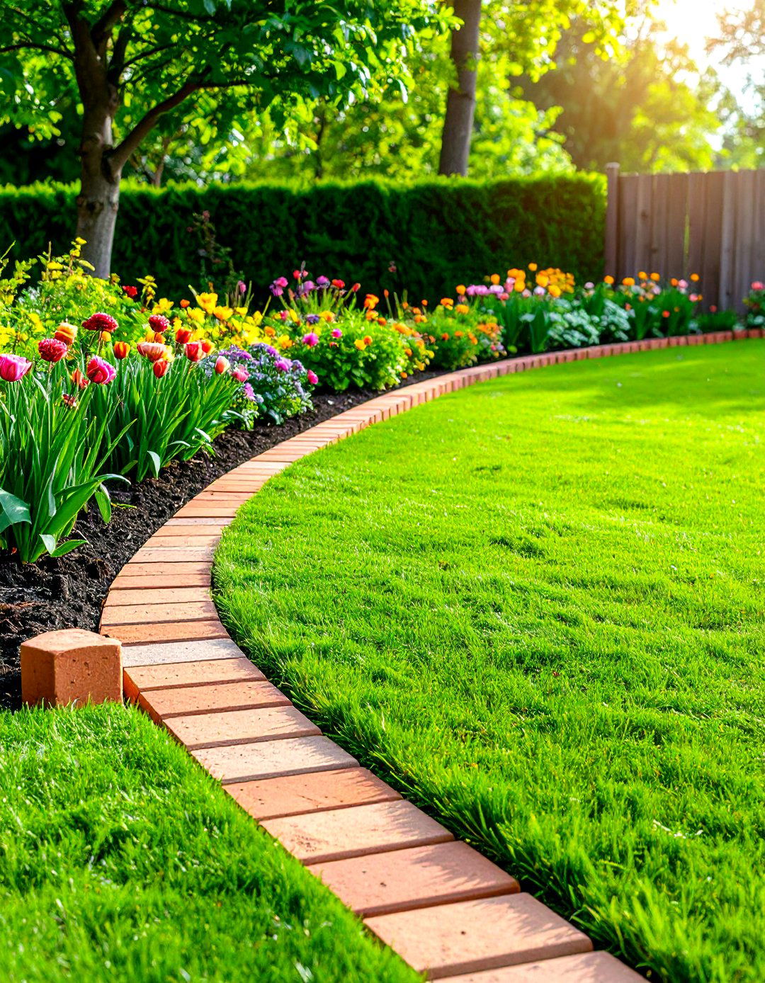Flush Mowing Strip Edging - 24 Brick Edging Ideas