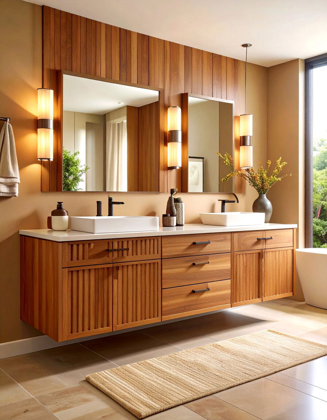 Fluted Vanity Cabinet Designs - 24 Art Deco Bathroom Ideas
