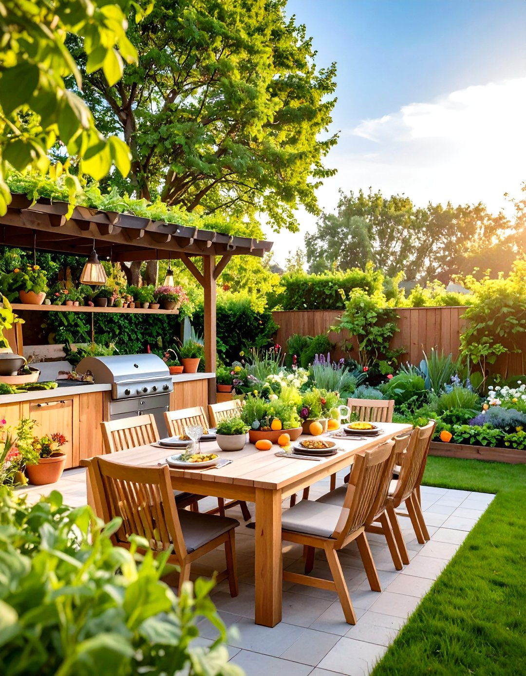 Foodscaping Edible Garden Dining Area - 24 Outdoor Decor Ideas
