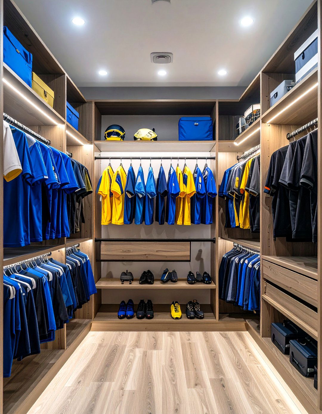 Football Uniform Display Closet - 24 Football Room Decor Ideas