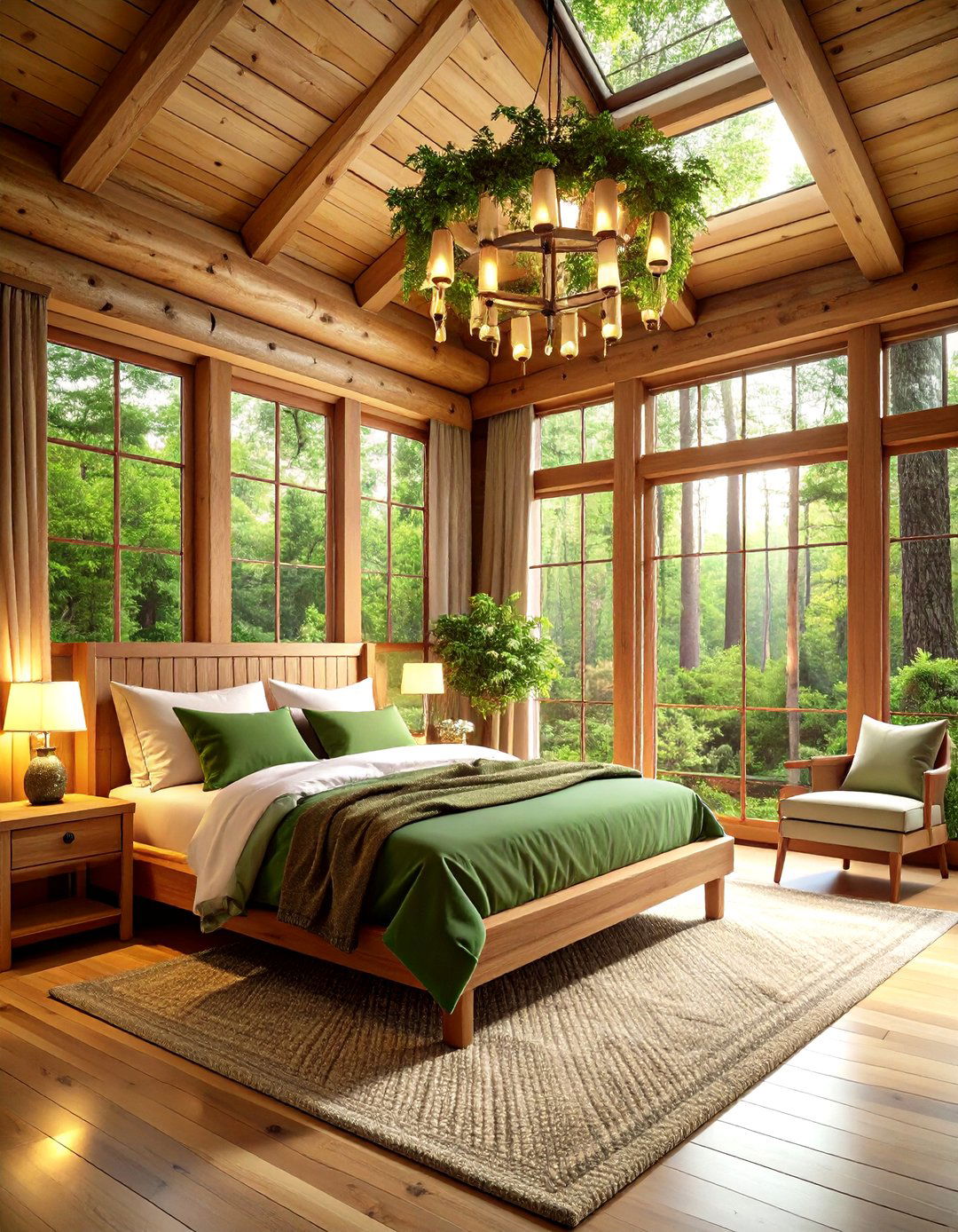 Forest Cabin Bedroom Retreat - 24 Log Cabin Interior Design Ideas