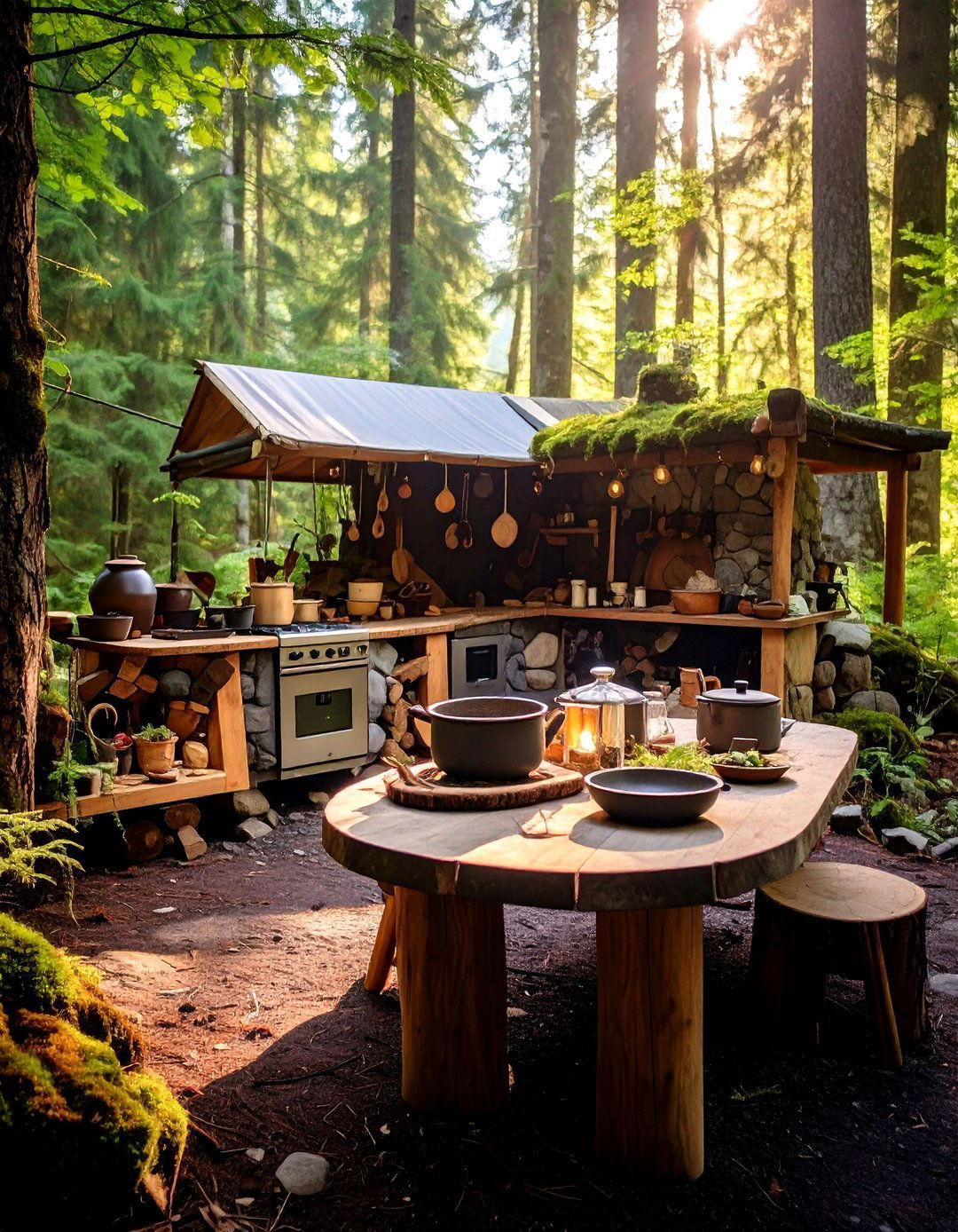Forest Explorer Mud Kitchen with Natural Discovery Elements - 24 Mud Kitchen Ideas