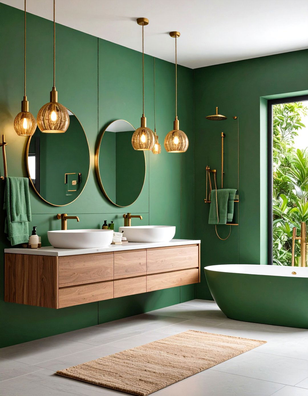 Forest Green Accent Lighting Fixtures - 24 Forest Green Bathroom Ideas