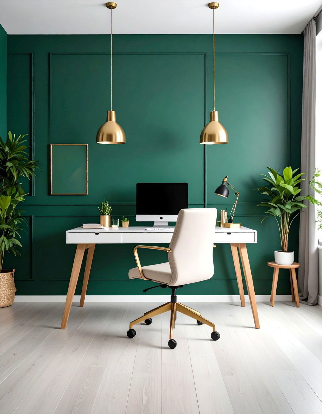 Forest Green Accent Wall Office - 24 Dark Green Office Ideas and Inspiration