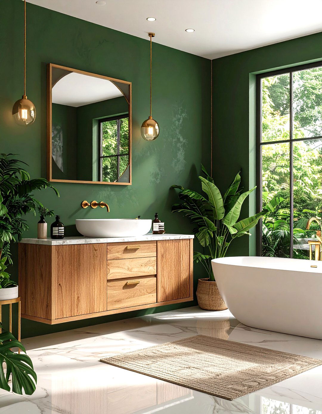 Forest Green Bathroom Sanctuary - 24 Colorful Room Ideas