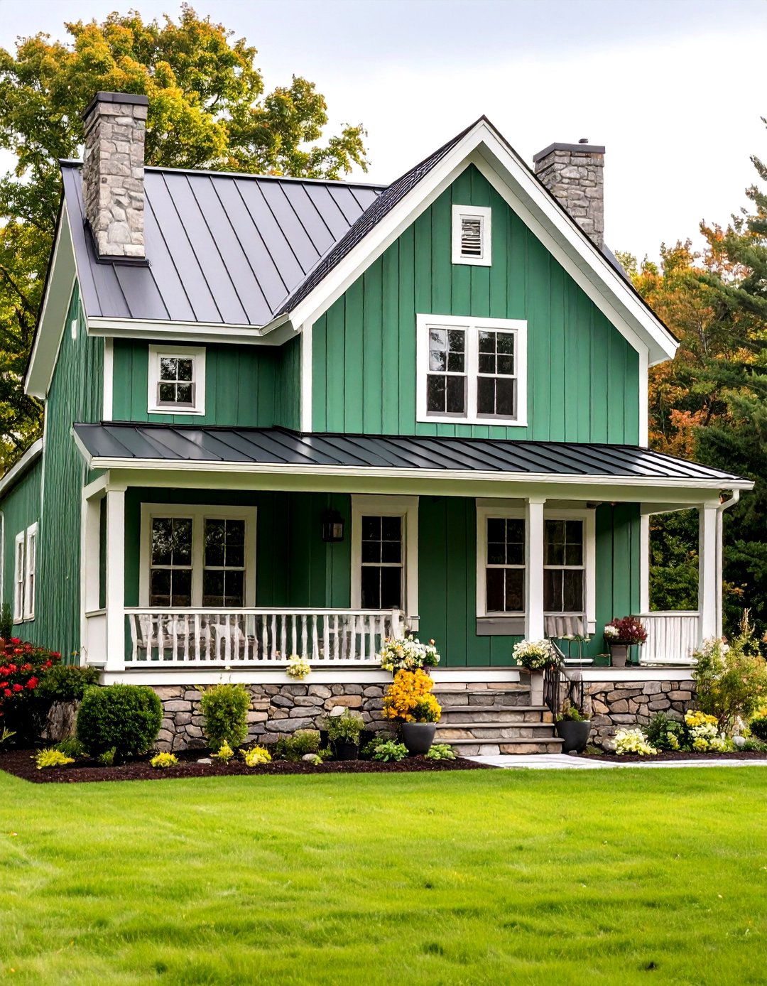Forest Green Board and Batten Siding - 24 Dark Green Exterior Ideas