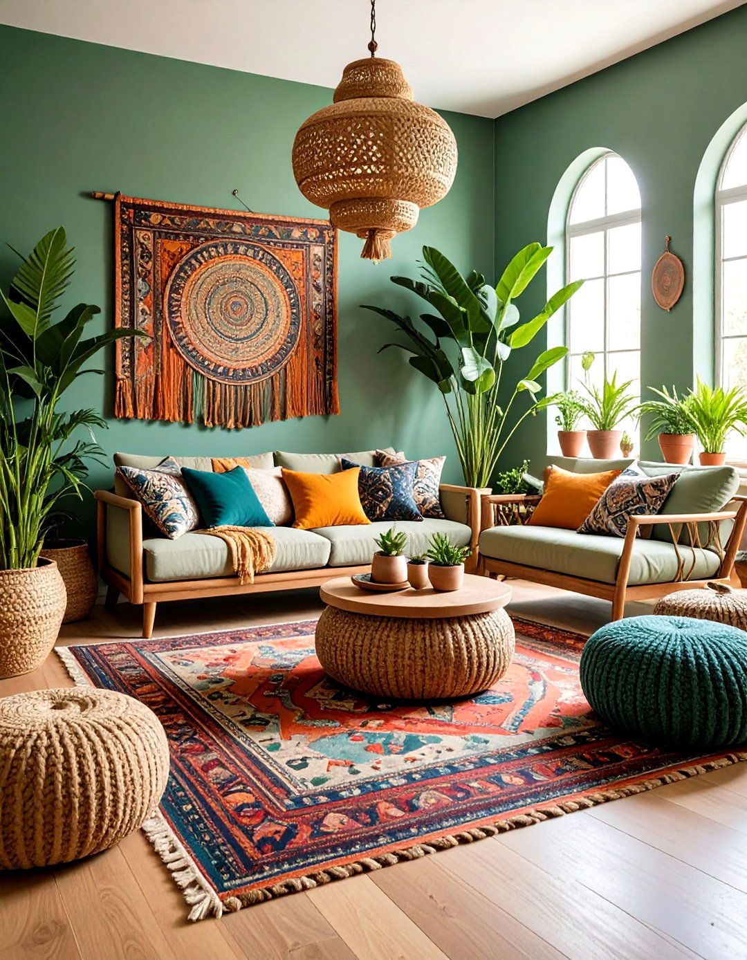 Forest Green Bohemian Oasis - 24 Forest Green Living Room Ideas