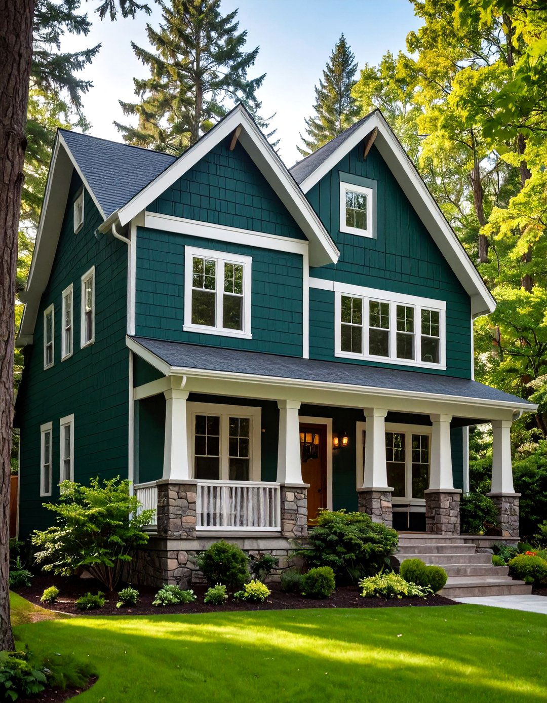 Forest Green Classic Bold Statement - 24 Dark Green Exterior Paint Color Schemes